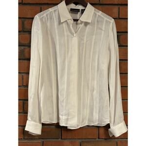 Liz Claiborne Collection White Linen Button Front Blouse Women’s Size S